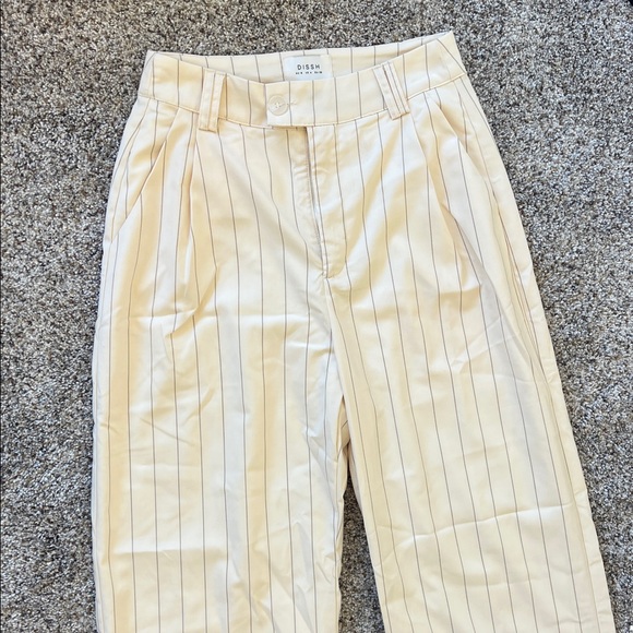 DISSH Sander Cream Striped Pant [wide leg, trouser, workwear] - Picture 4 of 7